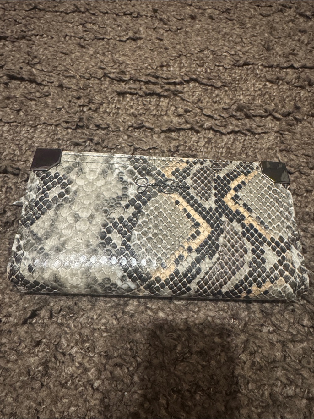 Jessica Simpson Python-Print Wallet Clutch in Gray and Black